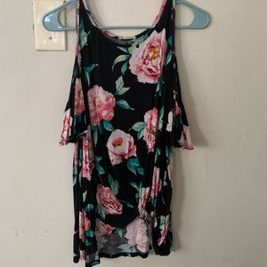Floral top with shoulder cutouts
